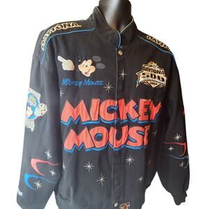 Disney Jeff Hamilton Jacket Mens Large Mickey Daytona NASCAR Embroidered Bomber